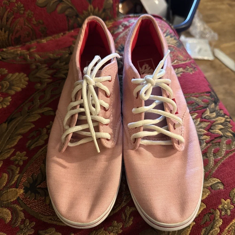 Womens Red and White Stripe Vans size11